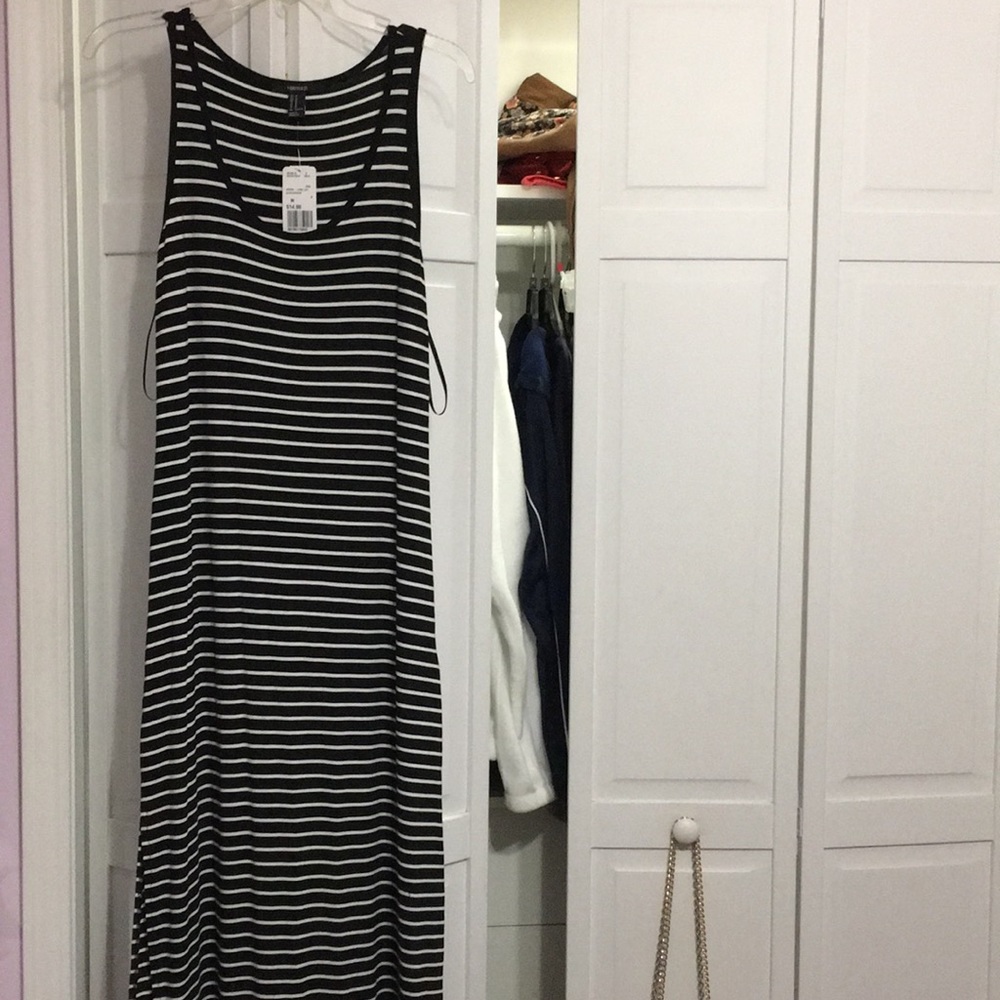 Black and white striped maxi dress